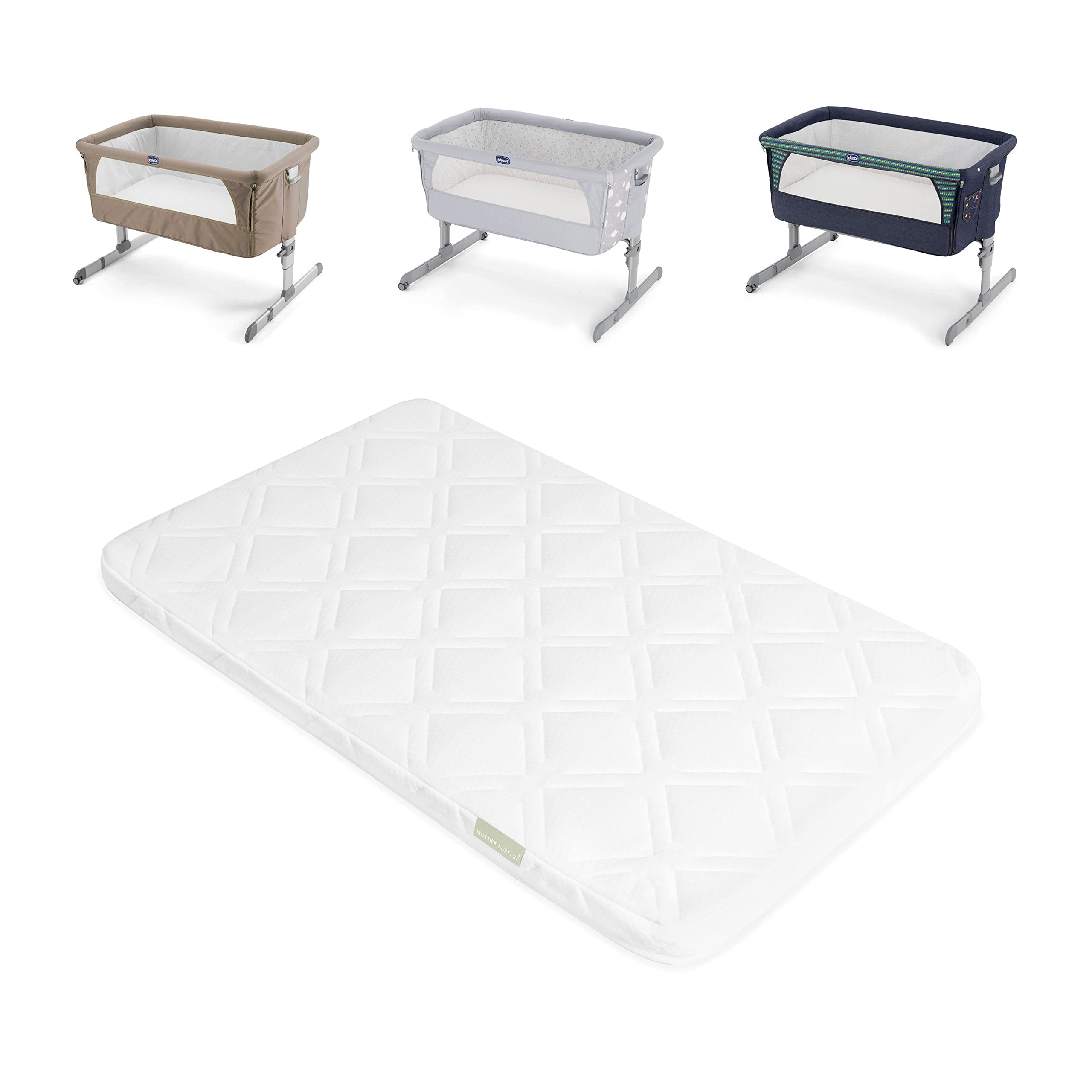Mother Nurture Premium Foam Crib Mattress, White, 84 x 50 x 5cm - Fits Next2Me Crib
