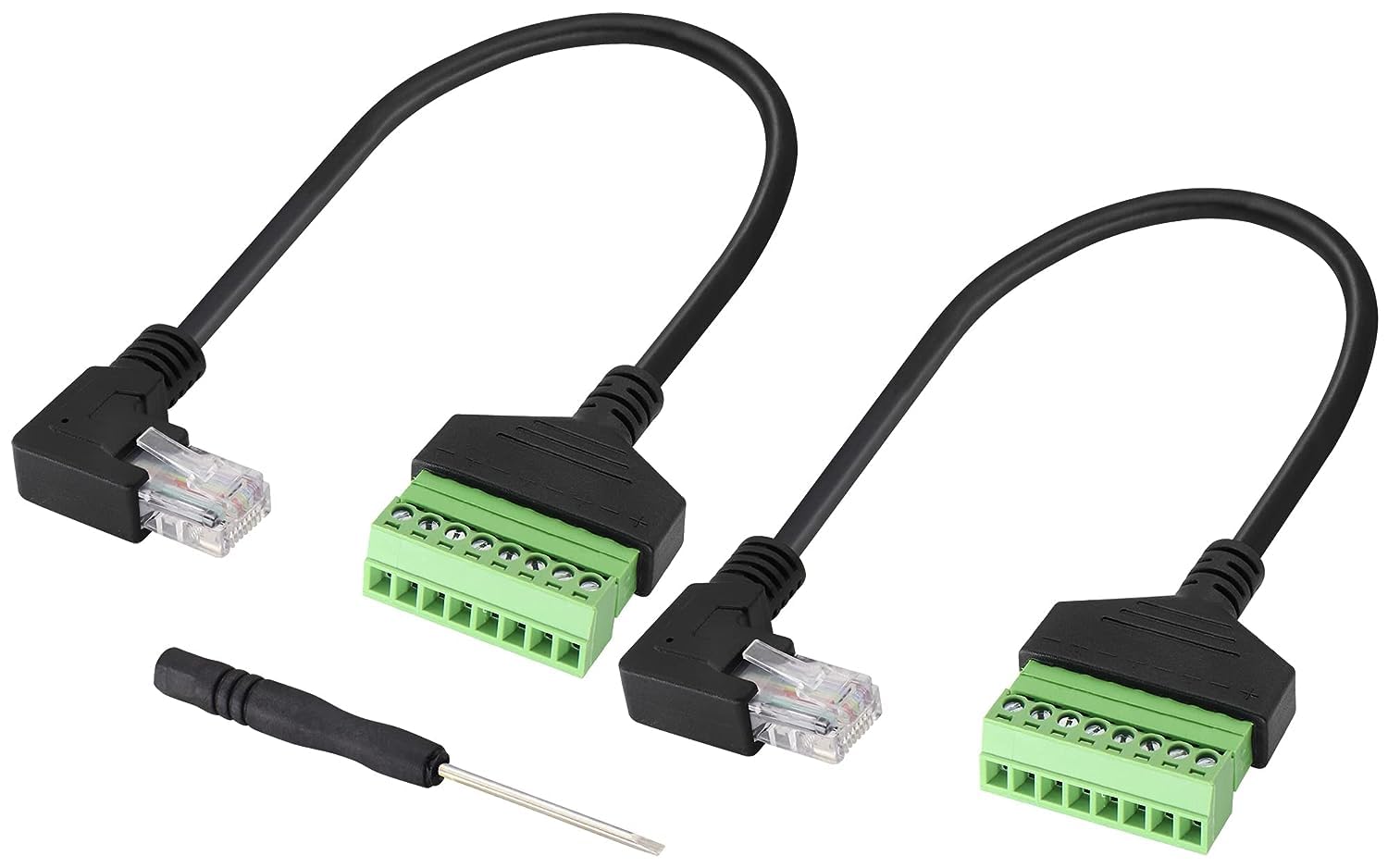 zdyCGTime (left bend 90 Degree RJ45/8P 8C male to 8 pin Screw Block Terminals Solderless Screw Panel Mount Extension Cables LAN Network Cable For routers, modems, switch boxes, etc. (2 Pack/30cm)