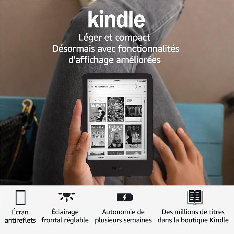 Kindle 16 Go (modèle 2024) : léger et compact, avec changements de page rapides et contraste élevé - Sans publicités - Noir
