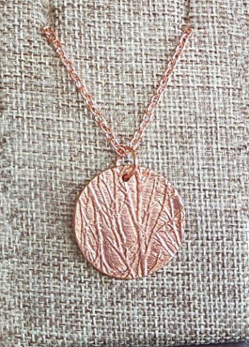 Forest Trees Copper Precious Metal Round Medallion Pendant with Necklace and GiftBox