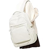 Simple Backpack for School Waterproof Backpack for Women Men Cute Casual Daypacks Lightweight Backpacks High School Bookbag for Teens Girls Boys(Beige)