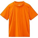 Boys Rash Guard Short Sleeve UPF 50 Sun Protection Swim Shirt Rashguard Fishing Surf Quick Dry Cool Beach Clothes for Toddler Youth Kids Orange 8Y