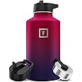 IRON °FLASK Camping & Hiking Hydration Flask with 3 Lids - Stainless Steel, Double Walled & Vacuum Insulated Water Bottle - Leak Proof & BPA Free (Dark Rainbow, Straw - 64 oz)