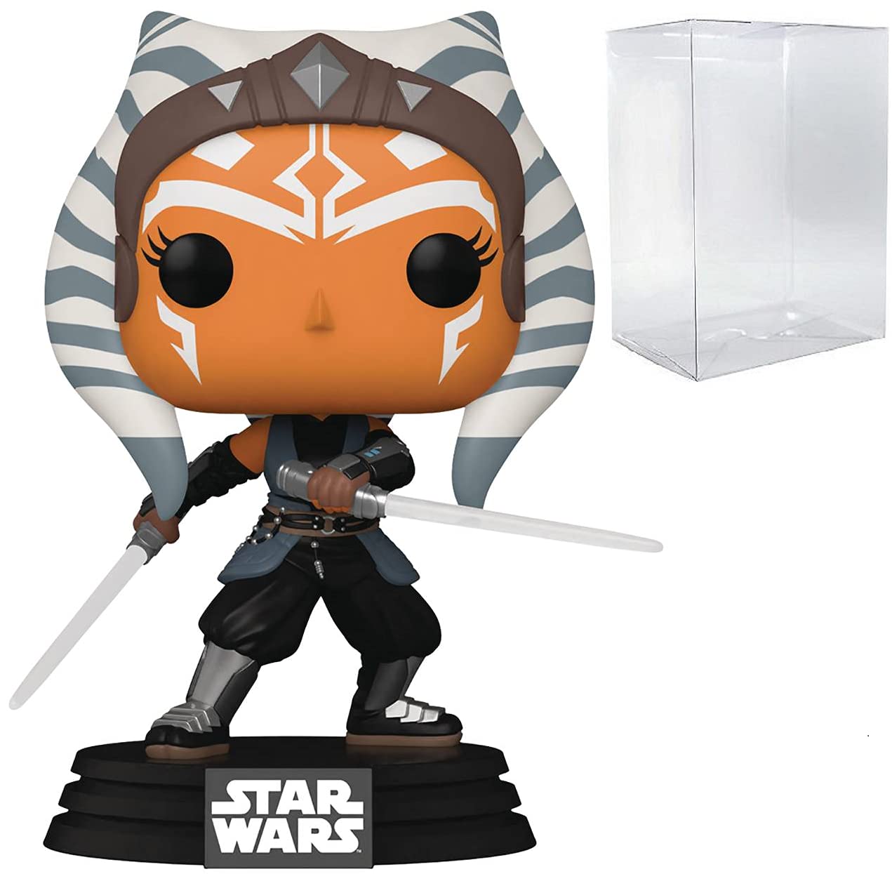 POP Star Wars: The Mandalorian - Ahsoka Tano with Lightsabers Funko Vinyl Figure (Bundled with Compatible Box Protector Case)