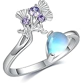 YAFEINI Scottish Thistle Ring Sterling Silver Scotland Ring Scottish Thistle Mother's Day Jewelry Mothers Day for Women Mom