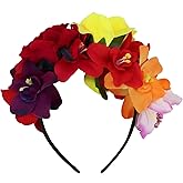 Araluky Mexican Rose Flower Crown Hairband Day of The Dead Headband Mexican Flower Crown Floral Headband for Women