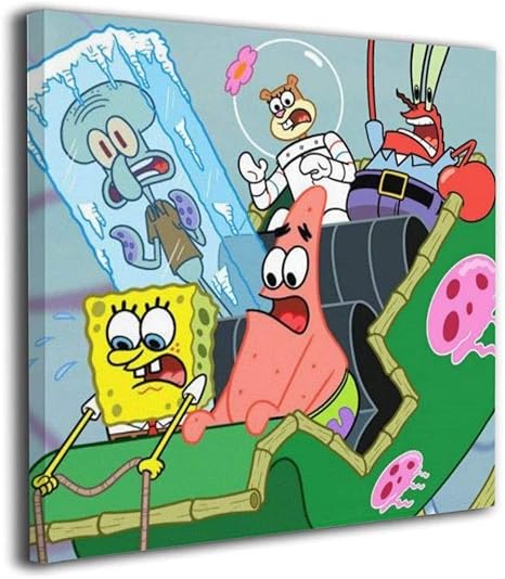 Amazon アートパネル スポンジボブ ポスター 壁掛け おしゃれ 玄関 画布 寝室 贈り物 フレーム装飾画 風景画 マルチサイズ インテリア 正方形 新年飾り 木枠セット 30 30cm 40 40cm 50 50cm 置物 オブジェ オンライン通販