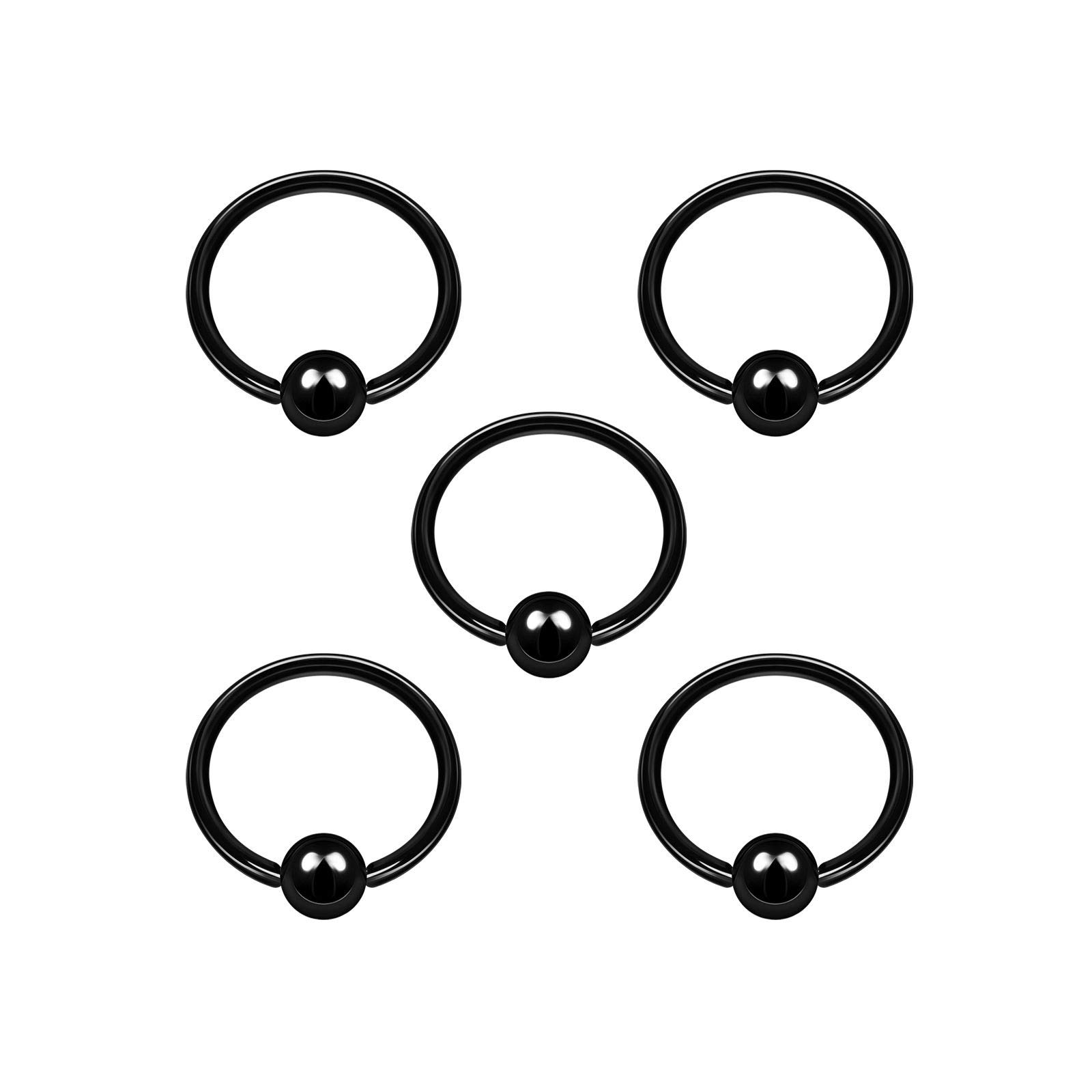 BanaVega 5PCS Anodized Black Captive Bead Ring 18g 5/16 8mm 3mm Ball Cartilage Tragus Septum Earrings Eyebrow Piercing Jewellery 5025