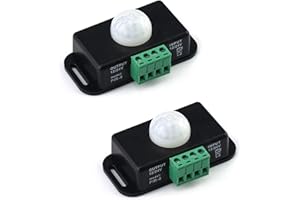 QWORK Motion Sensor Switch, 12V 24V PIR Sensor LED Switch Controller for Flexible LED Strips Light, 2 Pack