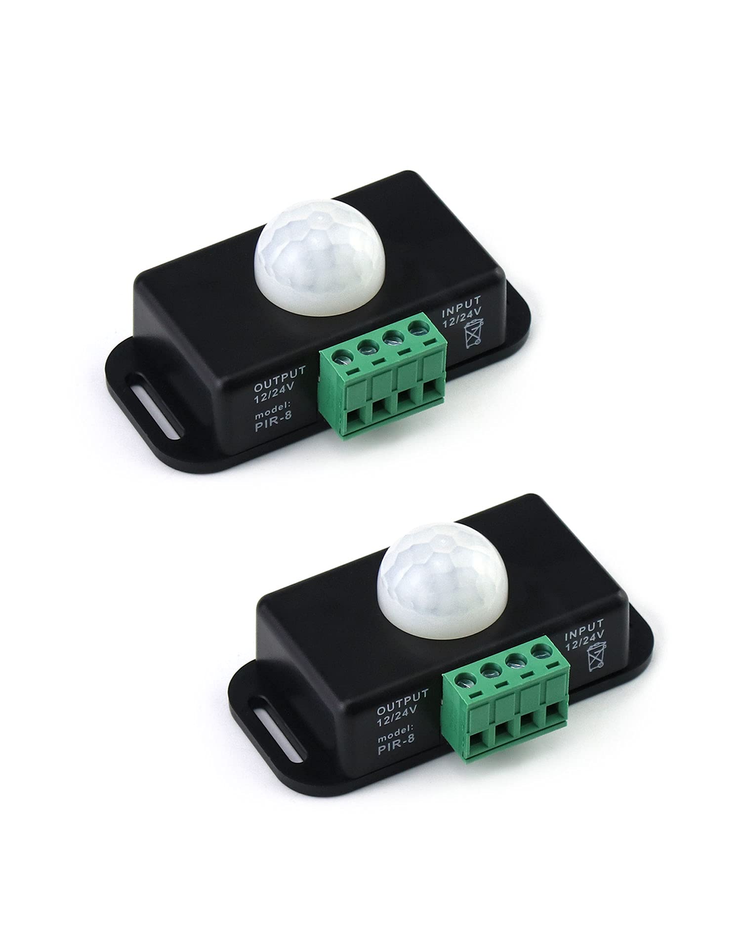 QWORK® Body Infrared Light Switch, 12V/24V PIR Motion Sensor Switch for LED Light Strip Automatic, 2 Pack