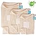 GreeOn Eco Friendly Reusable Produce Bags - Non Plastic - Net Zero Waste, Organic Cotton Mesh Produce Vegetable Bag Washable (with Drawstring & Tare Weight) for Grocery Shopping and Storage, Set of 6