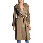 TAHARI Women's Slim Fit Double-faced Soft Wool Blend Wrap Coat With Tie Belt – Long Wool Coat