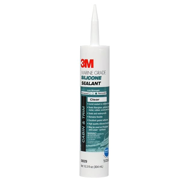 3M MARINE GRADE SILICONE SEALANT, CLEAR, PN08029, 304...