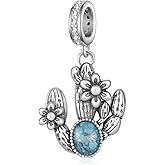 Cujiesp Cactus Gifts 925 Sterling Silver Western Charms Turquoise Jewelry Cactus Decorations for Women