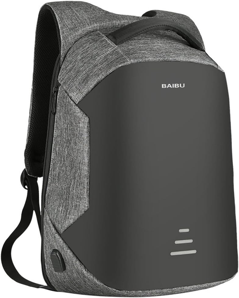 Urban Backpacks Men USB Charge Laptop Backpack Minimalist Fashion Anti-theft Backpack Casual Waterproof Travel Bag (grey)