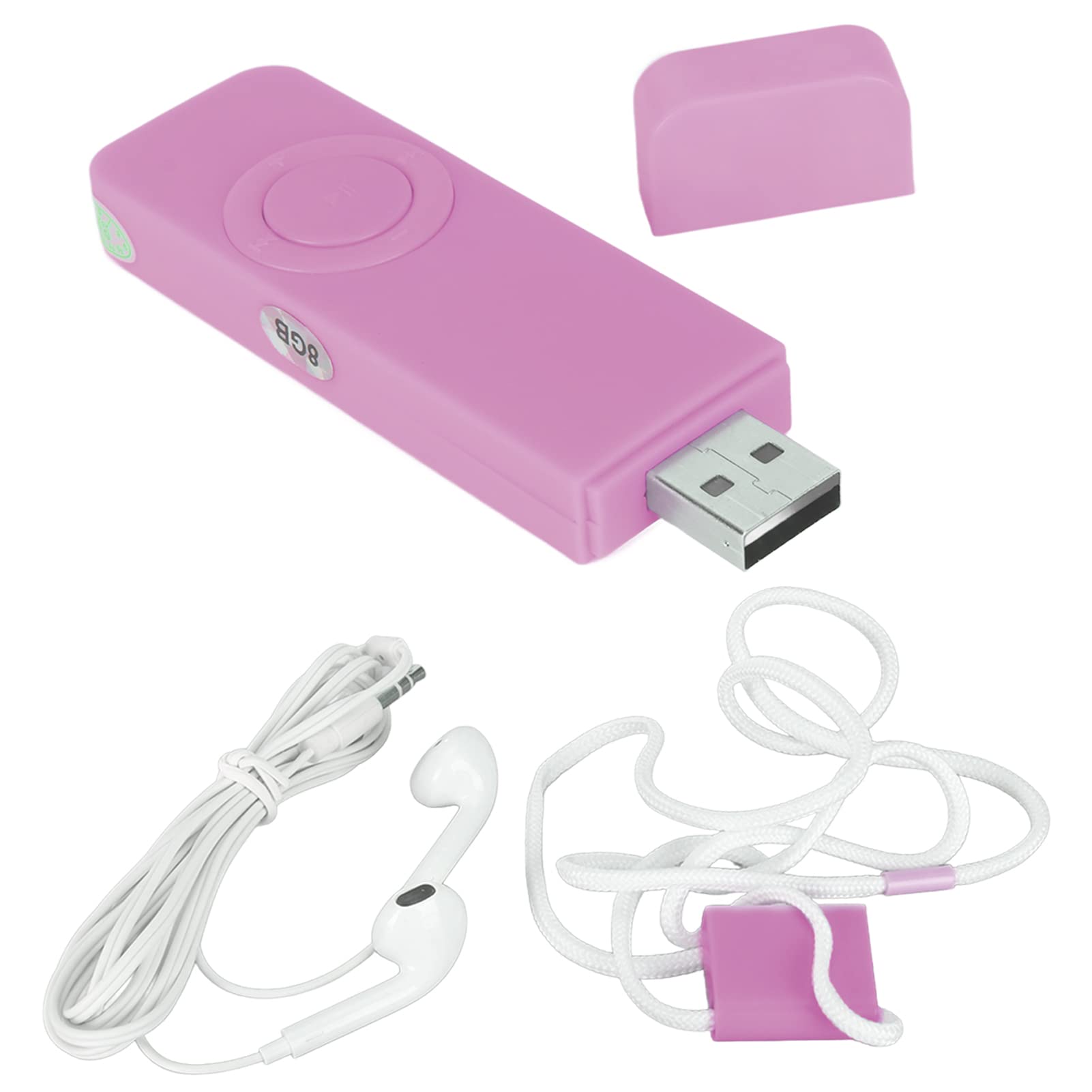 USB MP3 Player, 8GB MP3 Player Portable Audio Music Player with Headphone and Lanyard, HiFi Lossless Sound Kids MP3 Music Player for Running (Pink)