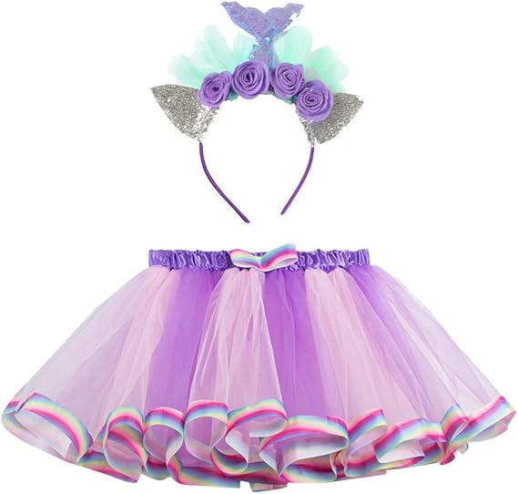 Amazon 巫女 ハロウィンパーティー キッズtutu カラーチュチュ スカート 子供ドレスのアンダースカート レインボーのようなチュチュ スカート ミニ キッズ ダンス 衣装 結婚式 発表会 子供プリンセスパニエ チュチュスカート 2点セット スカート ヘアバンド スカート