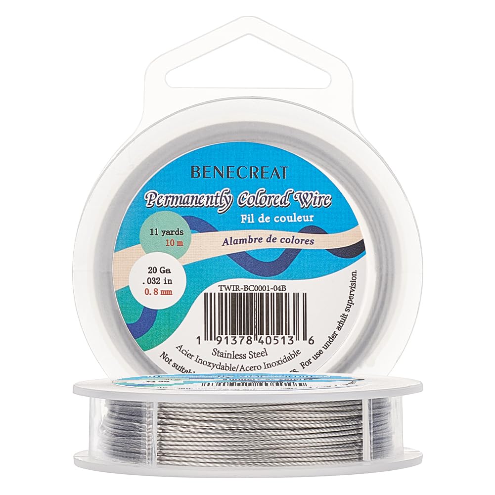 BENECREAT 10m 0.8mm 7-Strand Stainless Steel Nylon Coated Craft Jewelry Beading Wire Tiger Tail Beading Wire for Necklaces Bracelets Ring