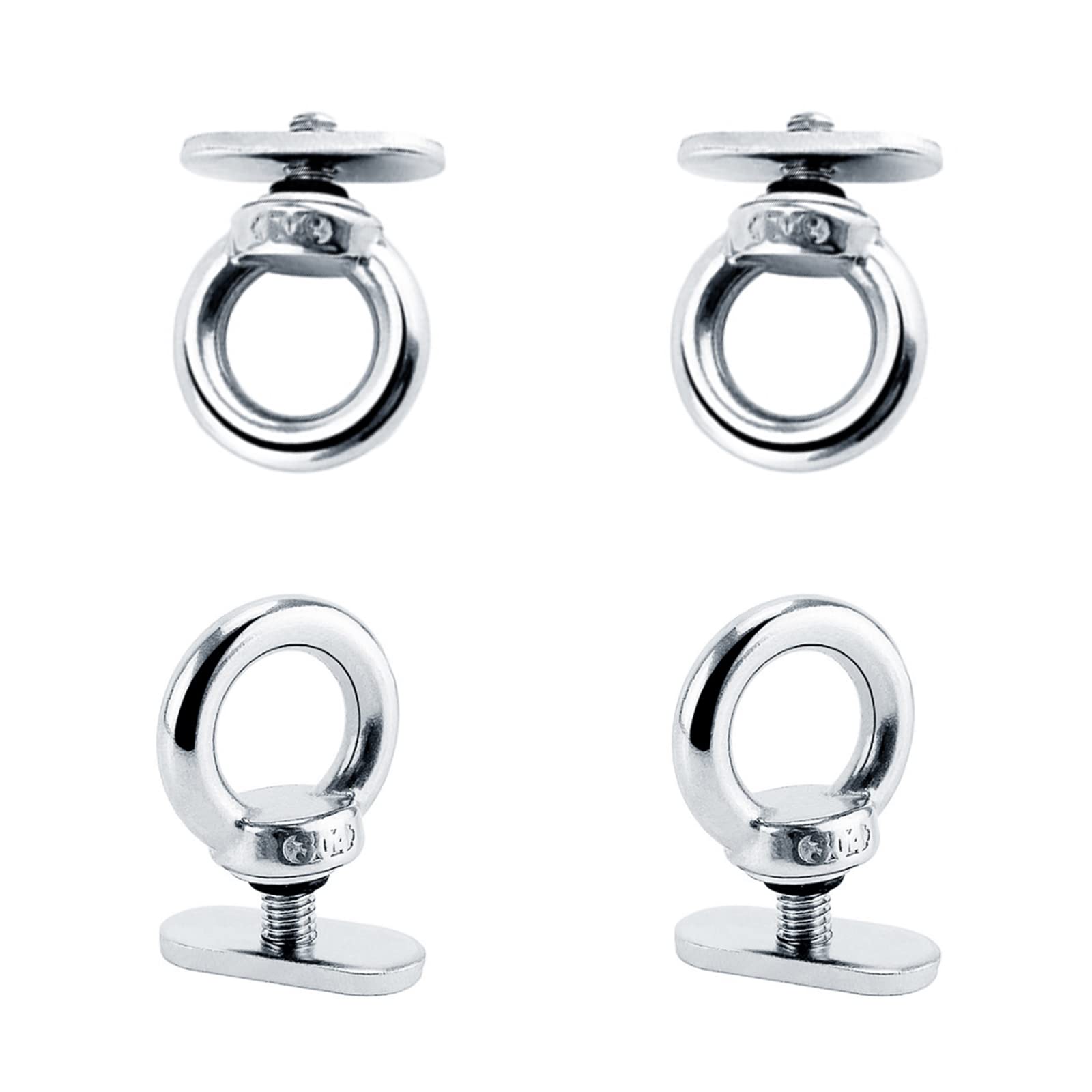 Morobor Track Mount Tie Down Eyelet, 4pcs Kayak Track Mount Accessories Stainless Steel Tie Down Eyelet Rail Accessory for Fishing Canoe Boat Bungee Cord Rope