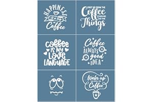 Katutude Reusable Silk Screen Stencils Coffee Shop Decor Self-Adhesive Silk Screen Transfers Silk Screen Printing Stencils for Painting on Wood Signs, DIY T-Shirt, Wall Decor