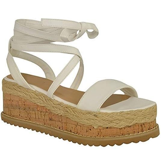 Fashion Thirsty Damen Espadrille-Sandalen mit Keilabsatz & Kork-Plateausohle