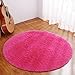 LOCHAS Luxury Round Fluffy Area Rugs for Bedroom Kids Girls Room Nursery, Super Soft Circle Rug, Cute Shaggy Carpet for Children Living Room, 4x4 Feet Hot Pink