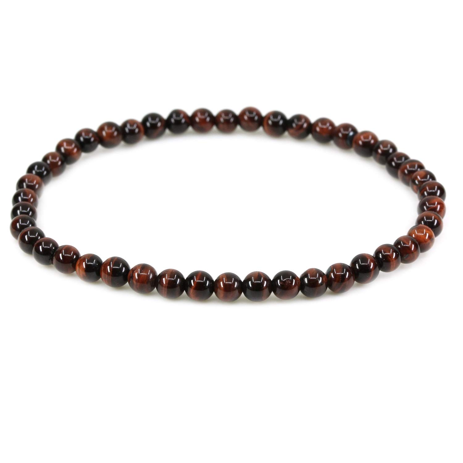 CHENYUE Heated Red Tiger Eye 4mm Round Beads Stretch Bracelet 7" Unisex