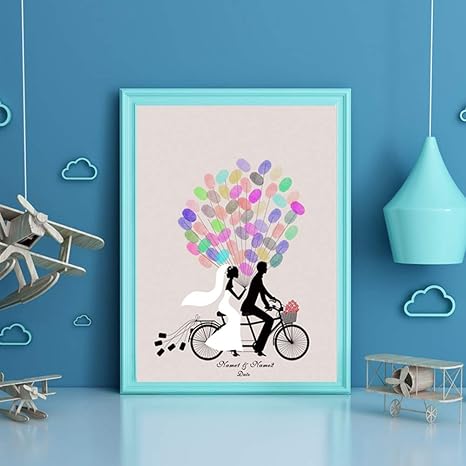 Amazon Co Jp ウェディングツリー 結婚式 指紋ツリー 拇印 署名 アート 指紋 絵画 花婿 花嫁 ライド 自転車パターン Diy結婚式 絵画 ホーム キッチン