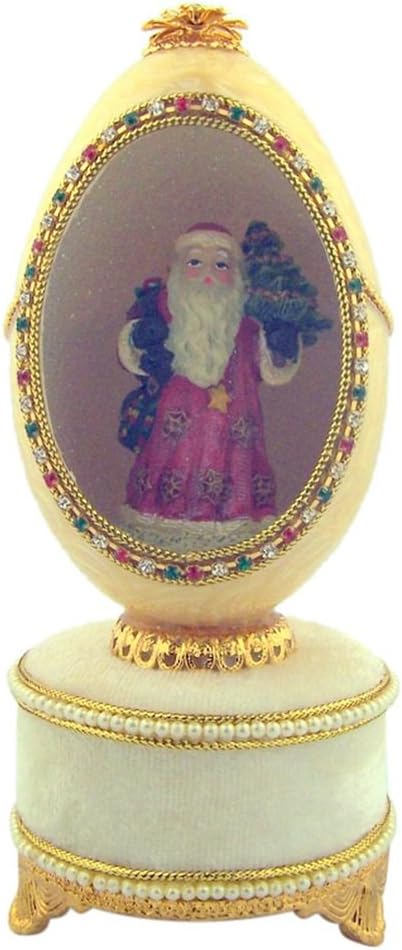 Santa Claus Figurine in Genuine Goose Egg Music Box