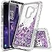 Galaxy S9 Case w/[Full Coverage Screen Protector Premium Clear], NageBee Glitter Liquid Quicksand Waterfall Flowing Sparkle Bling Diamond Girls Cute Case Designed for Samsung Galaxy S9 -Purple