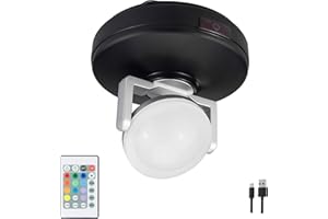 BIGMONAT Battery Operated Wireless Spotlight, Color Changing Accent Light, Rechargeable Dartboard Light with Remote, Dimmable RGB Puck Light for Up Lighting Painting Picture Artwork Tree Plant