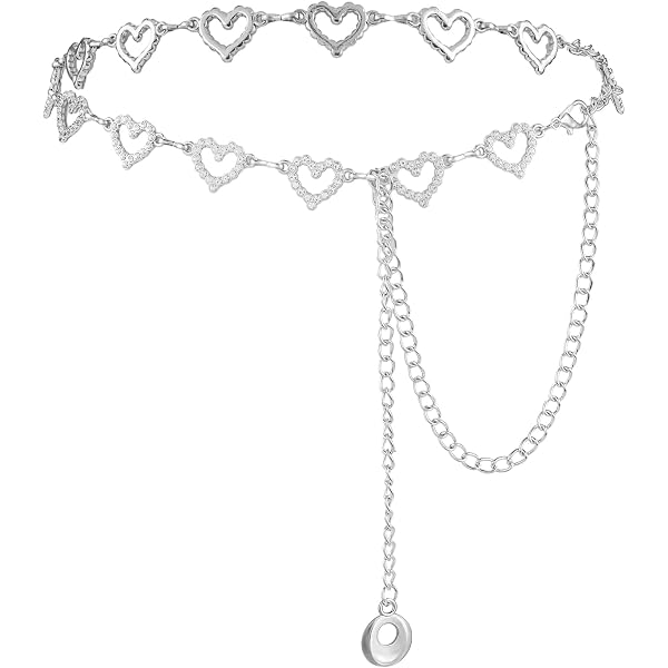 Amazon.com: Heart Waist Chain Belt for Women Y2K Silver Body  display picture 1