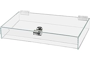 Clear Acrylic Display Case with Lock and Keys, 12" x 8" x 1.5" Locking Display Cases for Collectibles Acrylic Display Cabinet with Shelves for Collectibles Office Retail Store by Marketing Holders