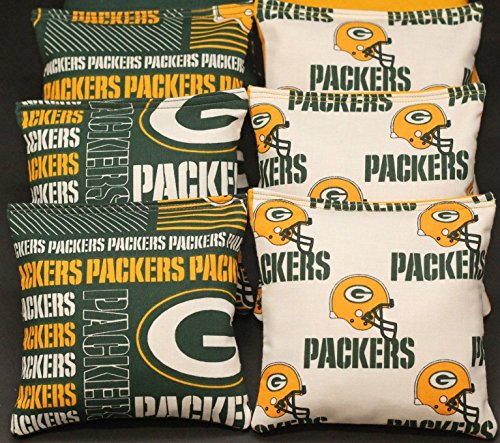 8 CORNHOLE BEAN BAGS made w GREEN BAY PACKERS Fabric Logo Bags