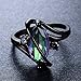 Rainbow Horse eye zircon Wedding Jewelry Ring Fashion Black Gold Filled Rings For Women gift Curved rings