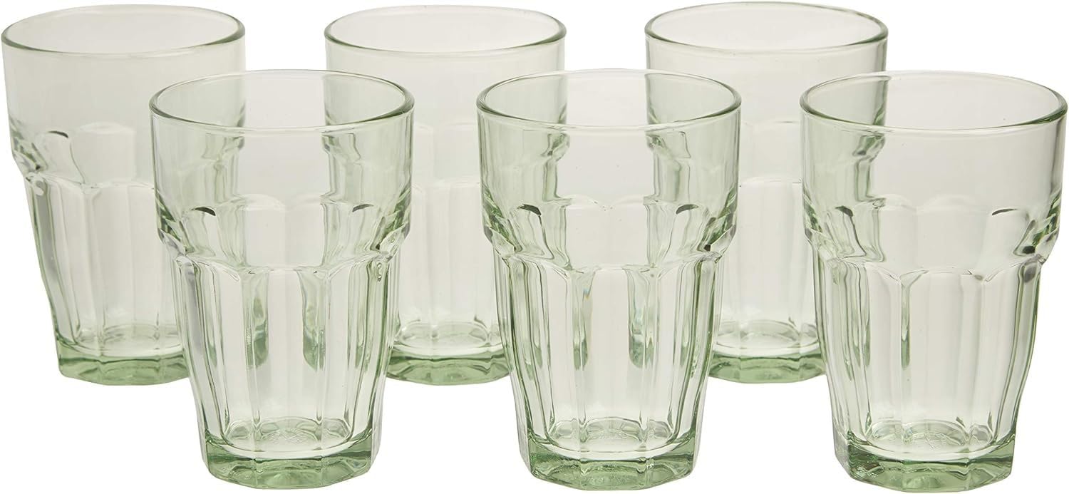 Bormioli Rocco 418960B03321990 Rock Bar Lounge 12.5 oz. Stackable Long Beverage Glass for Cocktails, Cold Drinks, Soda, or Water, Tempered, Mint Green