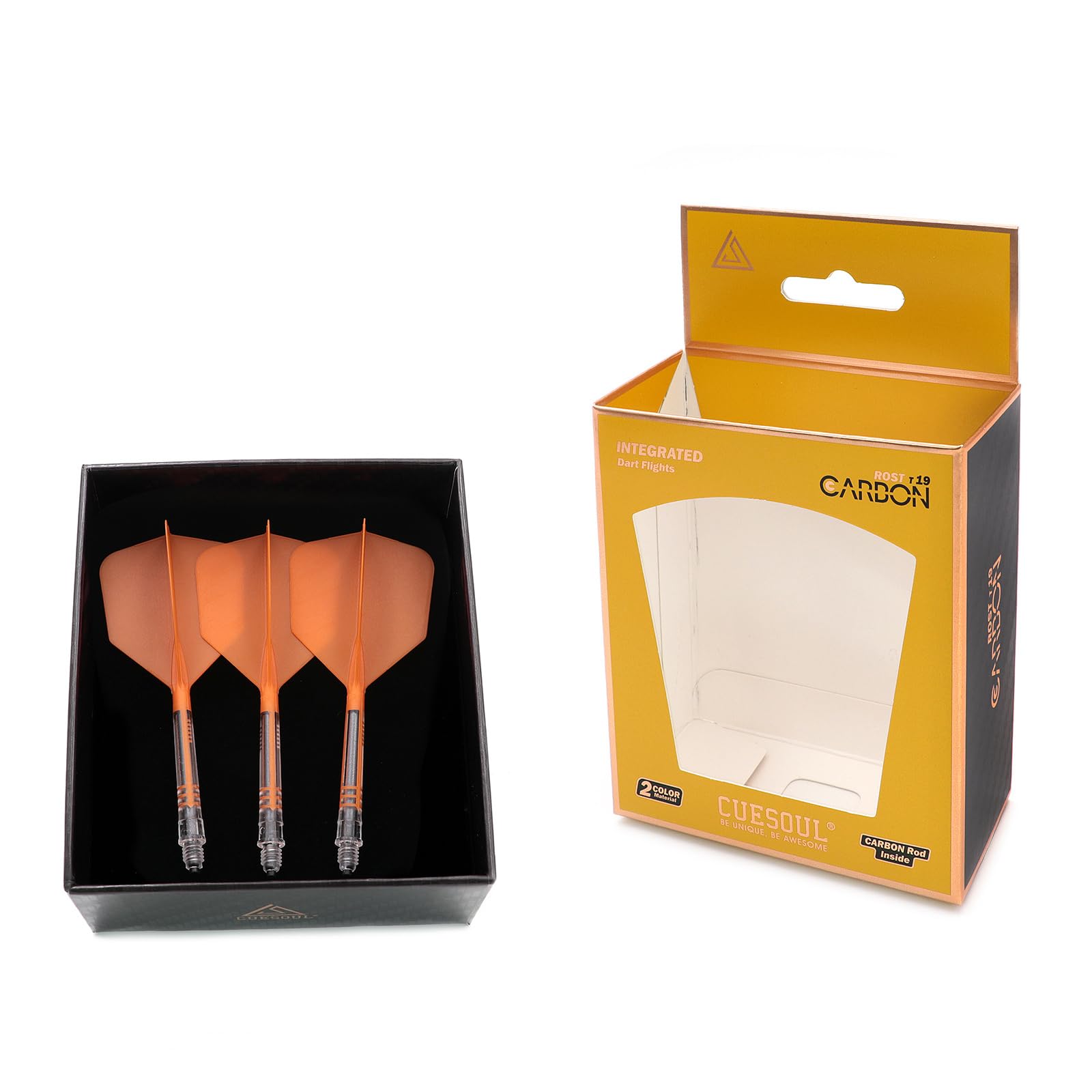 CUESOUL ROST T19 Carbon Integrated Dart Shaft and Flight Big Wing Shape,Set of 3