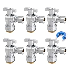 JUWO 6 Pack 1/2" x 3/8" OD Compression Angle Stop