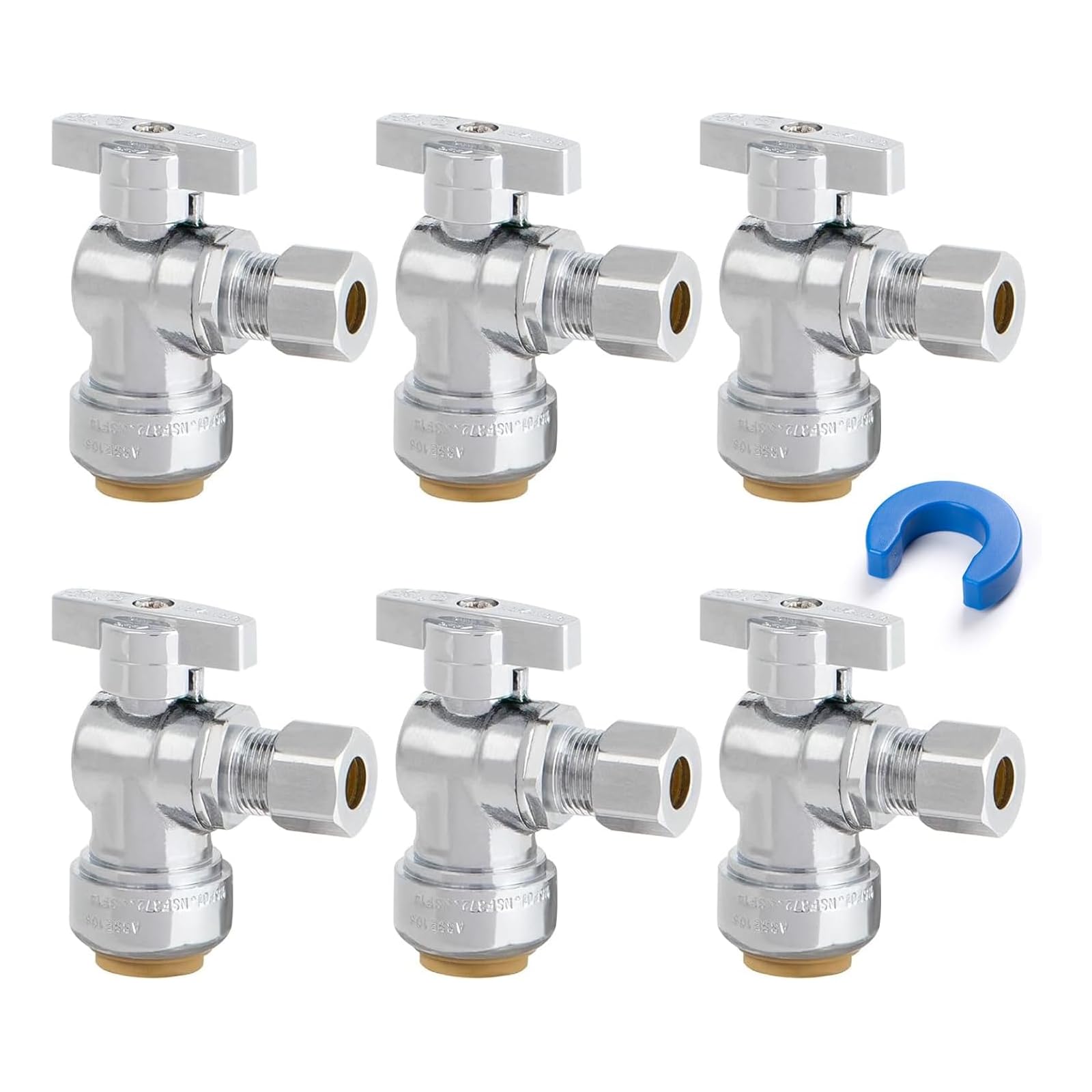 JUWO 6 Pack 1/2" x 3/8" OD Compression Angle Stop