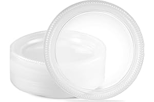 PLASTICPRO 40 Pack Clear Plastic Plates 9 Inch Durable Disposable Plastic Dinner Plates for Parties Events BBQ