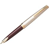 PILOT E95s Fountain Pen, Ivory Barrel with Gold Accents, Fine Nib, Blue Ink (60840), Burgundy/Ivory with Gold Accents