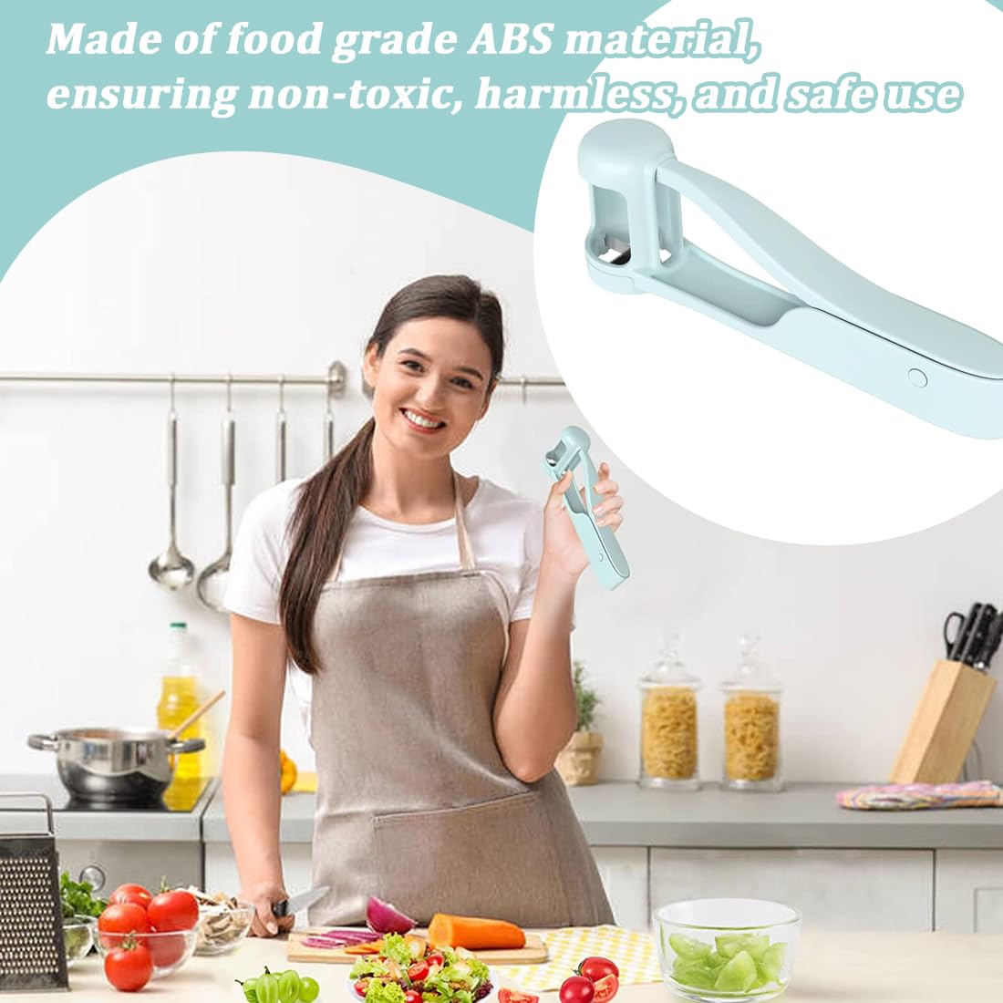 Grape Slicer for Baby, Grape Cutter for Toddlers, Tomato Cherry Strawberry Cutter Into Tools, Stainless Steel Kitchen Gadgets, Quarter Grape Slicer, with Ergonomic Non-Slip Handls, blue