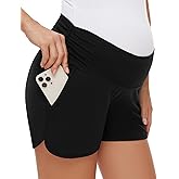 PACBREEZE Women's Maternity Shorts Lounge Pajama Workout Running Casual Summer Pregnancy Shorts, S-XXL