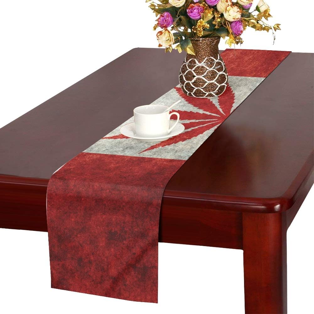 Amazoncom Engree Square Table Runner Marijuana Leaf Replacing Maple Leaf On Dining Table Runner Farmhouse Round Kitchen Table Runner 16x72 Inch For Dinner Parties Events Decor Home Kitchen