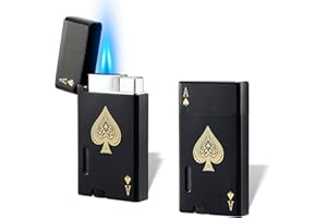 Yeuligo 2 Pack Double Flame Torch Lighter Butane Refillable,Classic Pocket Ace Lighters with Visible Window,Adjustable Jet Torch Lighter,Butane Lighter for Men and Women,Without Butane(Ace Black)