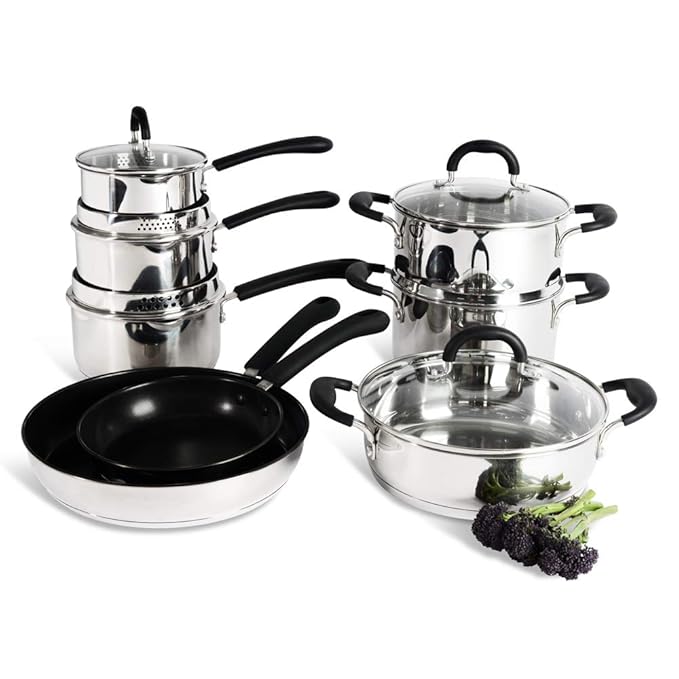 ProCook Gourmet Steel Induction Cookware Set 8 Piece Stainless