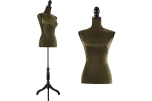 Encomle Green Dress Form Female Mannequin Torso, Height Adjustable Mannequin Body with Stand for Sewing, Display, Beige