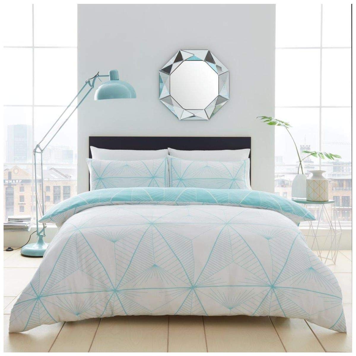 GC GAVENO CAVAILIA Luxury Zander Duvet Cover, Reversible Cosy Quilt Bedding Set, Premium Quality, Aqua, Kingsize, Polycotton, King