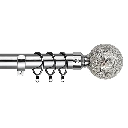 Chrome Extendable Curtain Pole Crystal Mosaic Bubble Finals