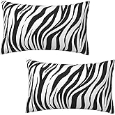 Nezweld Zebra Print Striped Pillow Cover 12x20 Set of 2,Black and White Throw Pillow Covers Farmhouse Outdoor Pillow Cushion Case for Couch Living Room Bedroom Bed Sofa Modern Home Decor